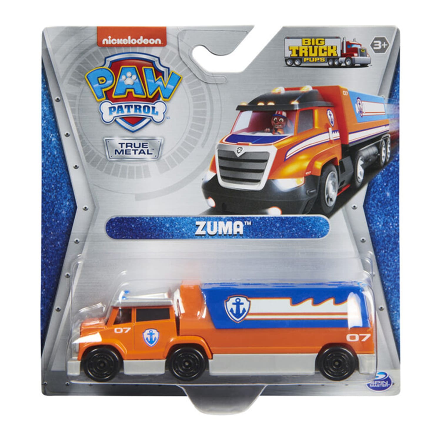 Paw Patrol, True Metal Zuma Collectible Die-Cast Toy Trucks, Big Truck Pups Series 1:55 Scale