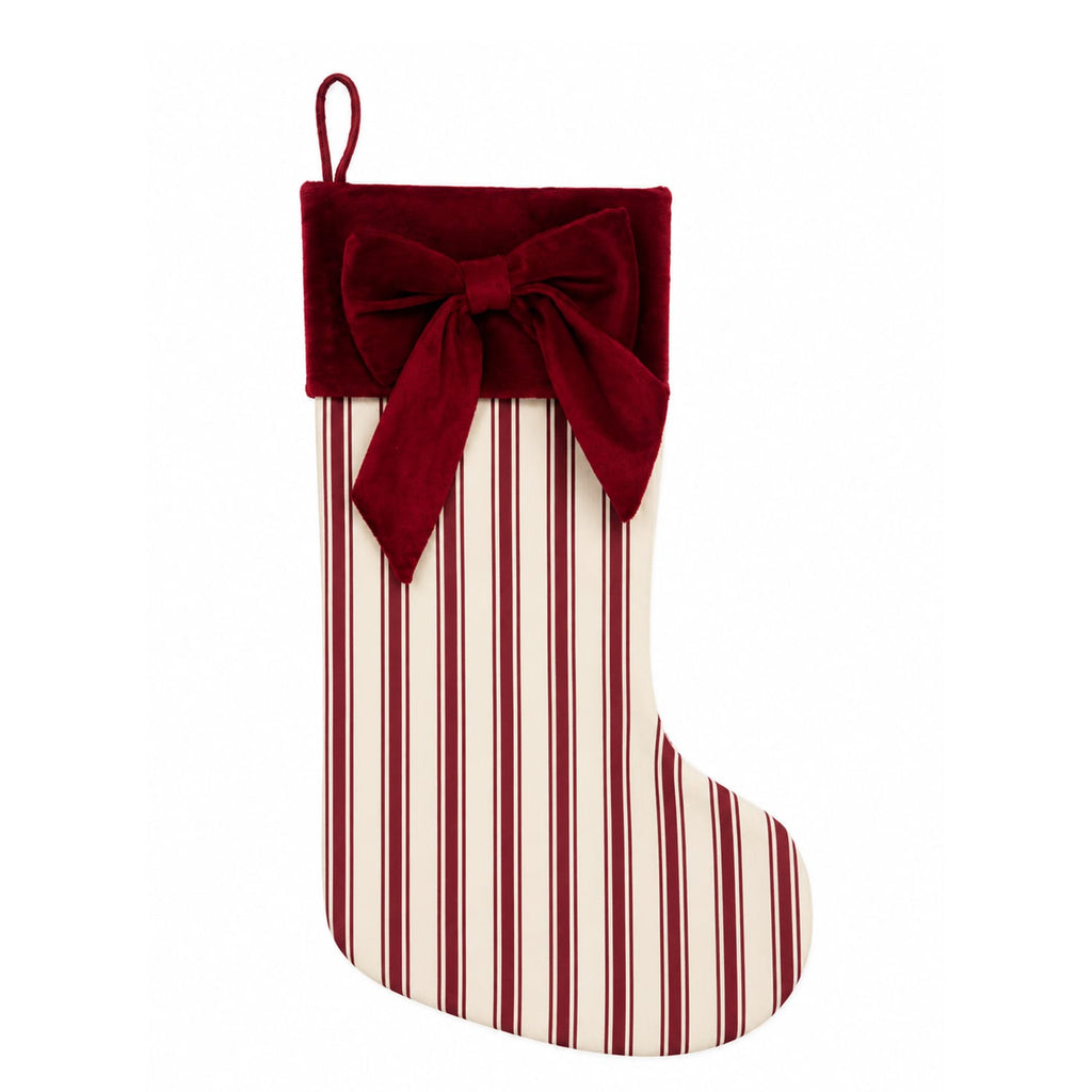 Festive Feeling Alpine Woods Faux Velvet Bow Christmas Stocking, product image 2