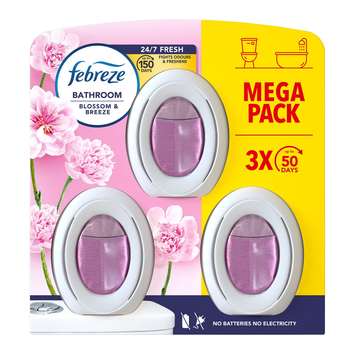 Febreze Bathroom Continuous Air Freshener 3x22.5ml - Blossom & Breeze